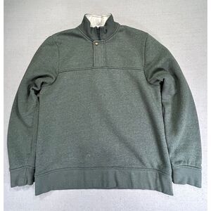 ORVIS Men Medium Green‎ 1/4 Zip Snap Heavy Cotton Fishing Outdoor Shirt Pullover